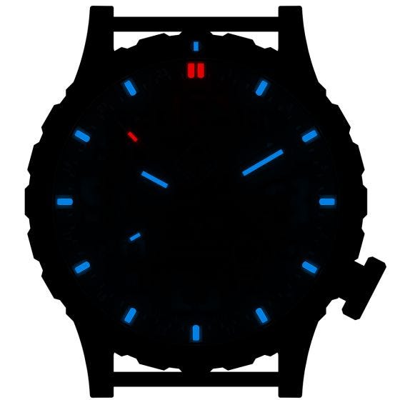 Hazard 4 Heavy Water Diver Titanium Carbon-Armbanduhr mit Tritium-Lichtquelle Blau/Rot