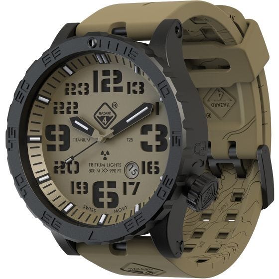 Hazard 4 Heavy Water Diver Titanium Arid Armbanduhr mit Tritium-Lichtquelle Grün/Gelb