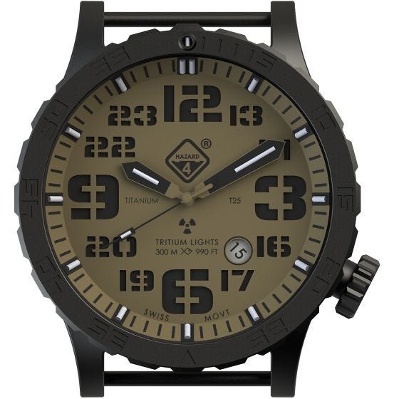 Hazard 4 Heavy Water Diver Titanium Arid Armbanduhr mit Tritium-Lichtquelle Grün/Gelb