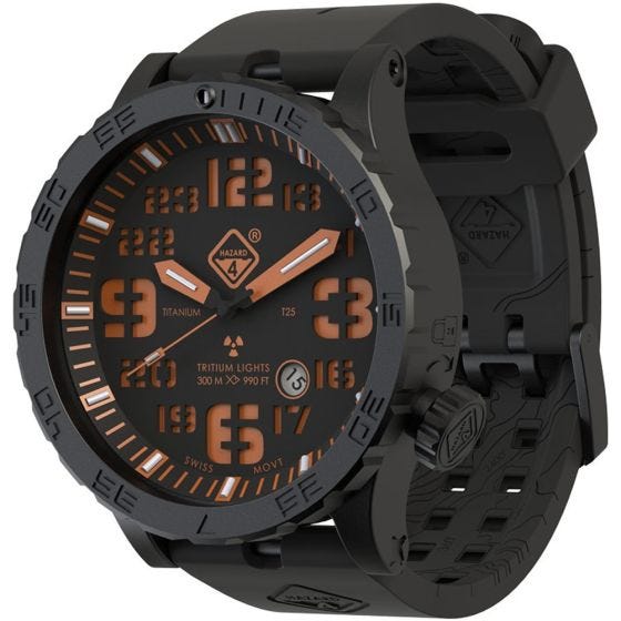 Hazard 4 Heavy Water Diver Titanium Agent Armbanduhr mit Tritium-Lichtquelle Orange/Grün/Gelb