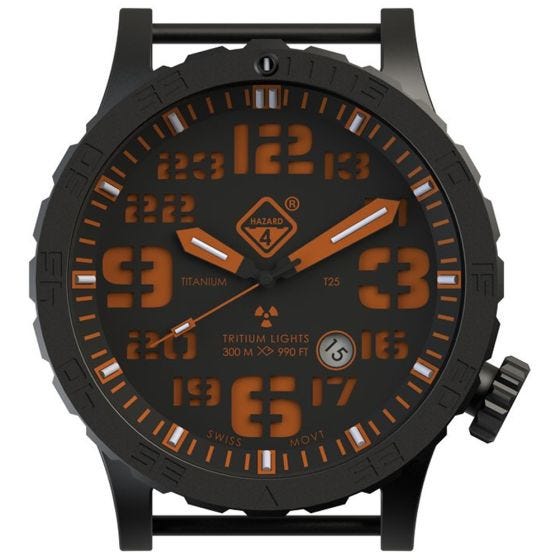 Hazard 4 Heavy Water Diver Titanium Agent Armbanduhr mit Tritium-Lichtquelle Orange/Grün/Gelb
