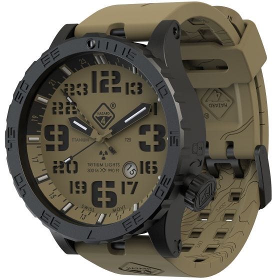 Hazard 4 Heavy Water Diver Titanium GMT-Armbanduhr mit Tritium-Lichtquelle Arid Brown/Grün/Gelb