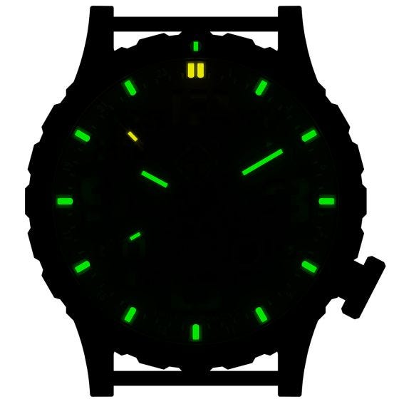 Hazard 4 Heavy Water Diver Titanium Blackout Armbanduhr mit Tritium-Lichtquelle Grün/Gelb