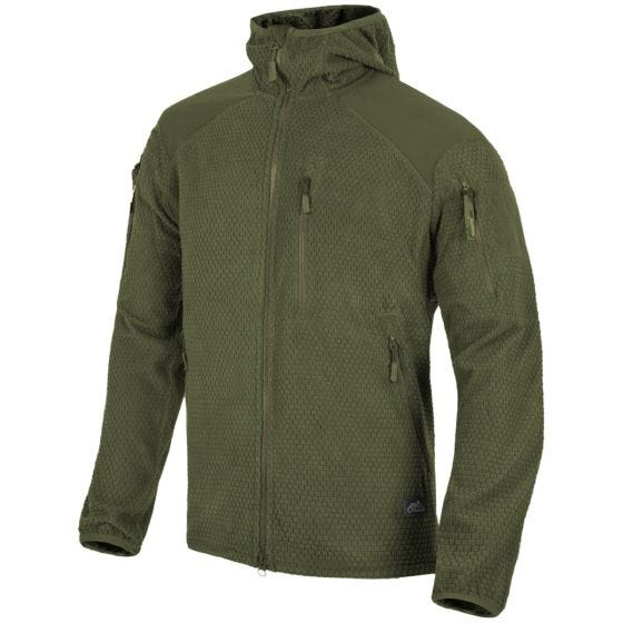 Helikon Alpha Kapuzenjacke aus Gitterfleece Olive Green