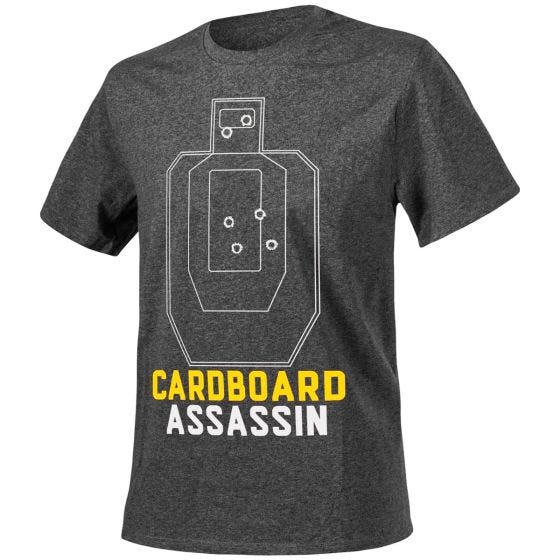 Helikon T-Shirt mit Aufschrift „Cardboard Assassin“ Melange Schwarz-Grau