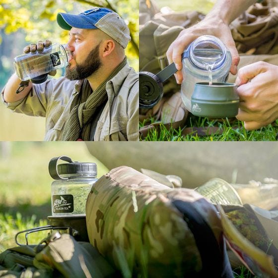 Helikon Tritan Trinkflasche mit großer Öffnung 1 Liter Klar