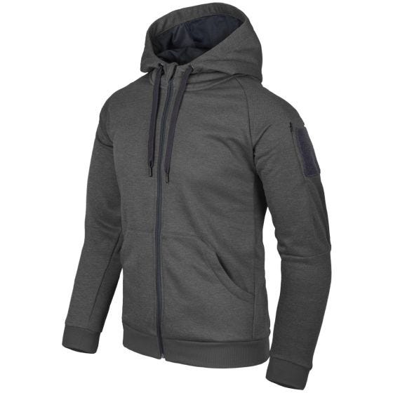 Helikon Urban Taktischer Kapuzenpullover mit durchgehendem Reißverschluss Melange Schwarz-Grau