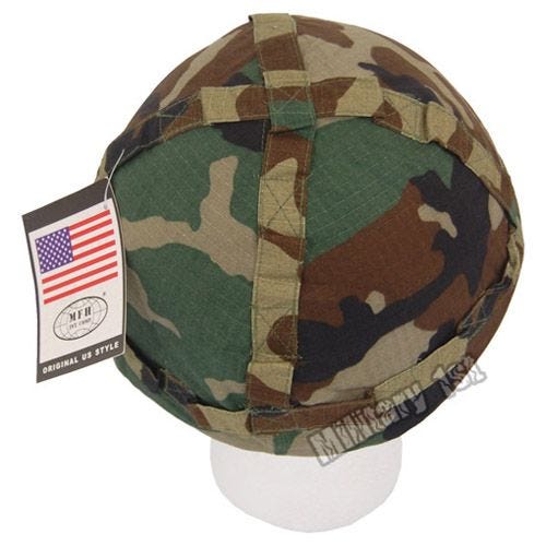 MFH Kunststoff-Helm mit Stoffbezug Woodland