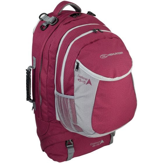 Highlander X-Plorer Ruckcase 45+15L Reisetasche/Rucksack Raspberry