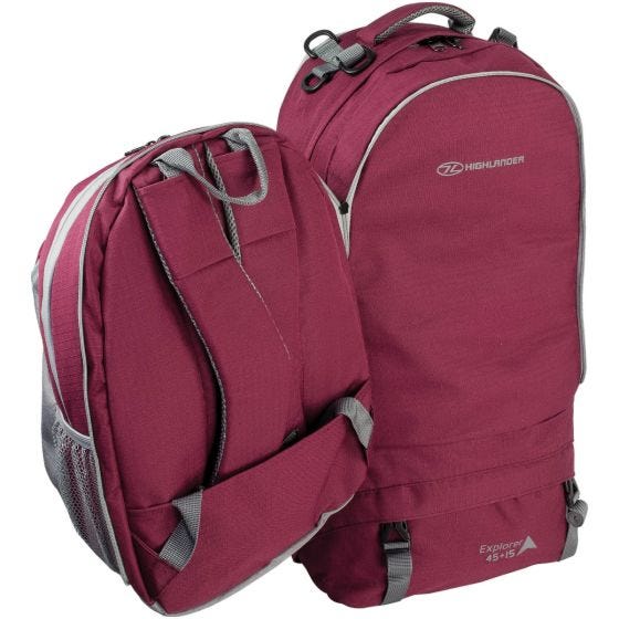 Highlander X-Plorer Ruckcase 45+15L Reisetasche/Rucksack Raspberry