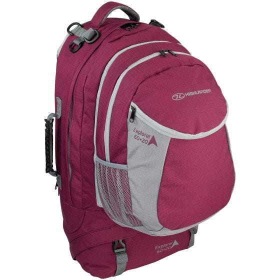 Highlander X-Plorer Ruckcase 60+20L Reisetasche/Rucksack Raspberry
