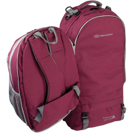 Highlander X-Plorer Ruckcase 60+20L Reisetasche/Rucksack Raspberry