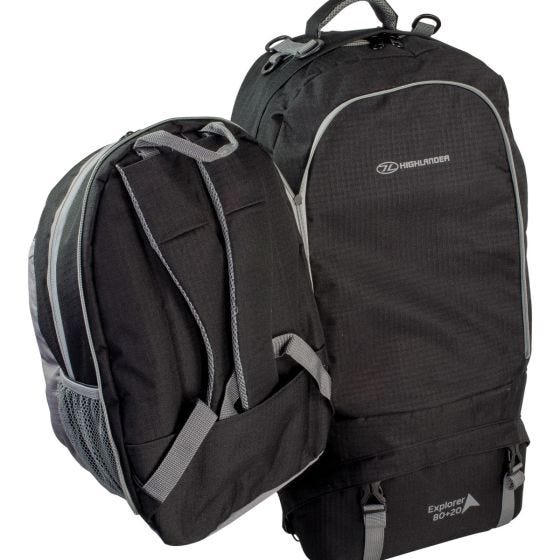 Highlander X-Plorer Ruckcase 80+20L Reisetasche/Rucksack Schwarz