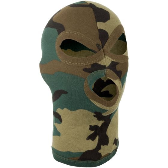 MFH Leichte 3-Loch-Sturmhaube aus Baumwolle Woodland