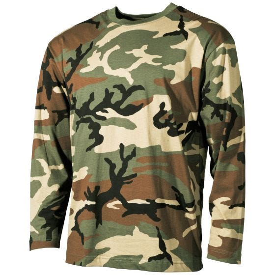 MFH Langarm-T-Shirt Woodland