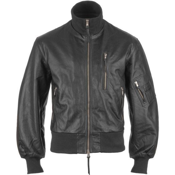 Mil-Tec Bundeswehr-Fliegerjacke aus Leder Schwarz