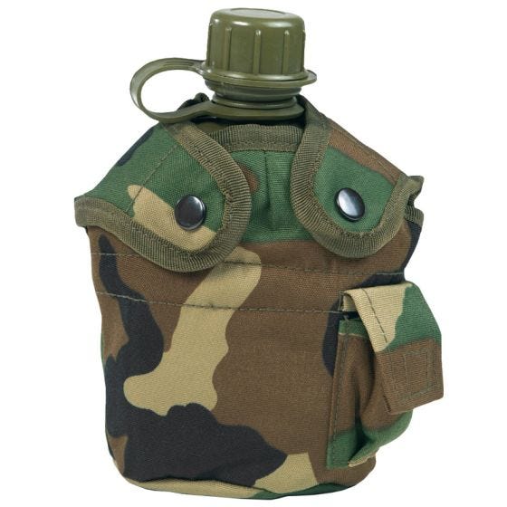 Mil-Tec US Feldflasche und Becher Woodland