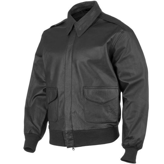 Mil-Tec A-2 Fliegerjacke Leder Schwarz