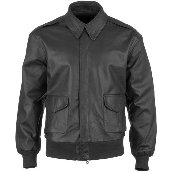 Mil-Tec A-2 Fliegerjacke Leder Schwarz