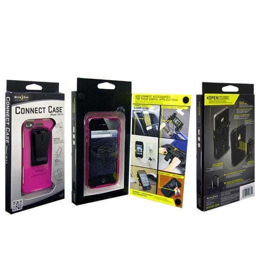 Nize Ize Connect Case Hülle mit Cliphalterung für iPhone 4/4S transparentes Pink
