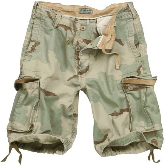 Surplus Vintage Shorts Ausgewaschenes Desert 3 Farben
